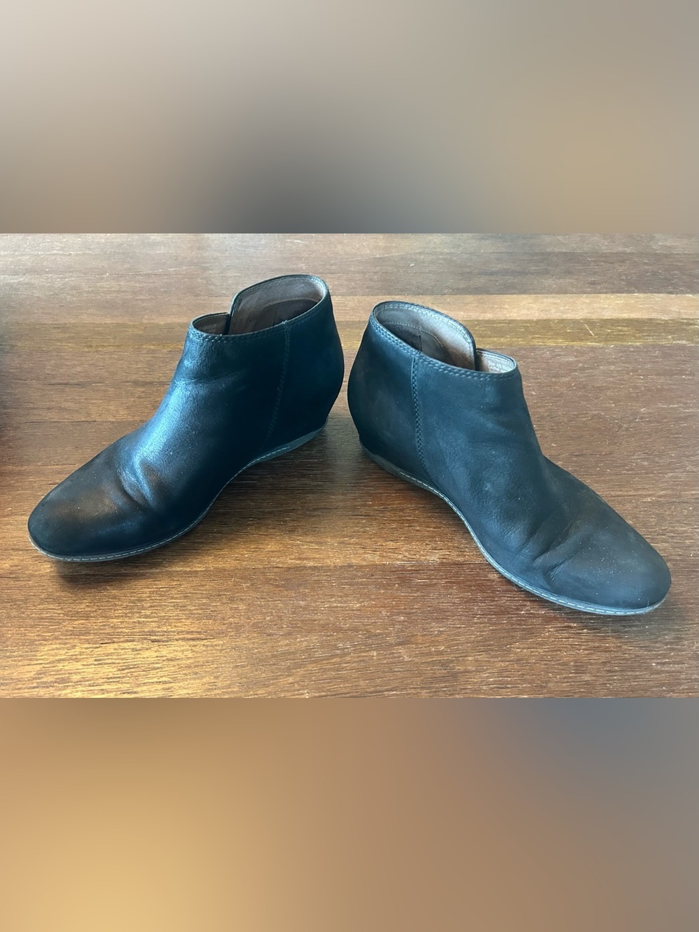 Dansko Leyla Black Leather Hidden Wedge Ankle Boots EU 40 US 9.5-10